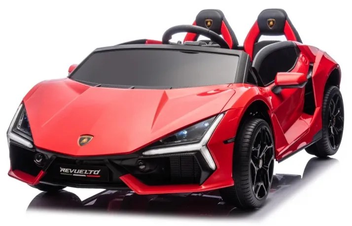 Carro elétrico para Crianças 2 Lugares Lamborghini Revuelto XL 24V 4x4 Rodas Espuma EVA, Assento Couro ecológico Vermelho