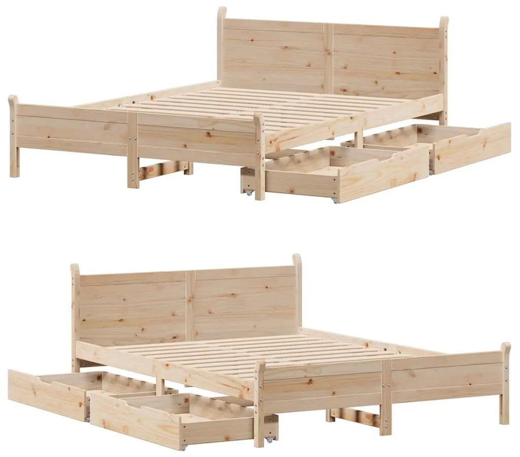 Cama sem colchão 140x190 cm madeira de pinho maciça