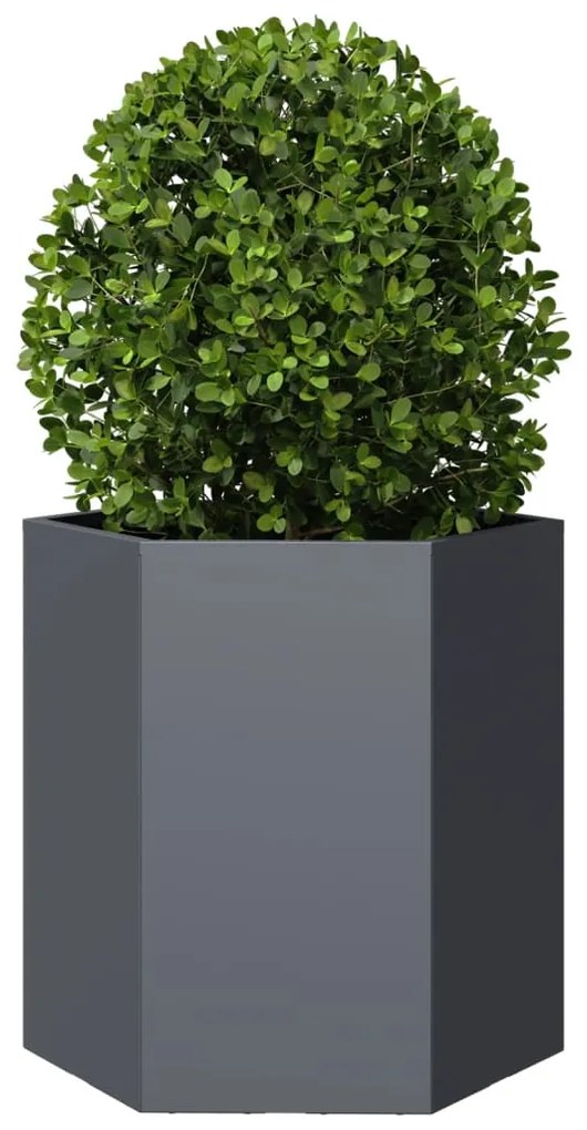 Vaso/floreira de jardim hexagonal 46x40x45 cm aço antracite