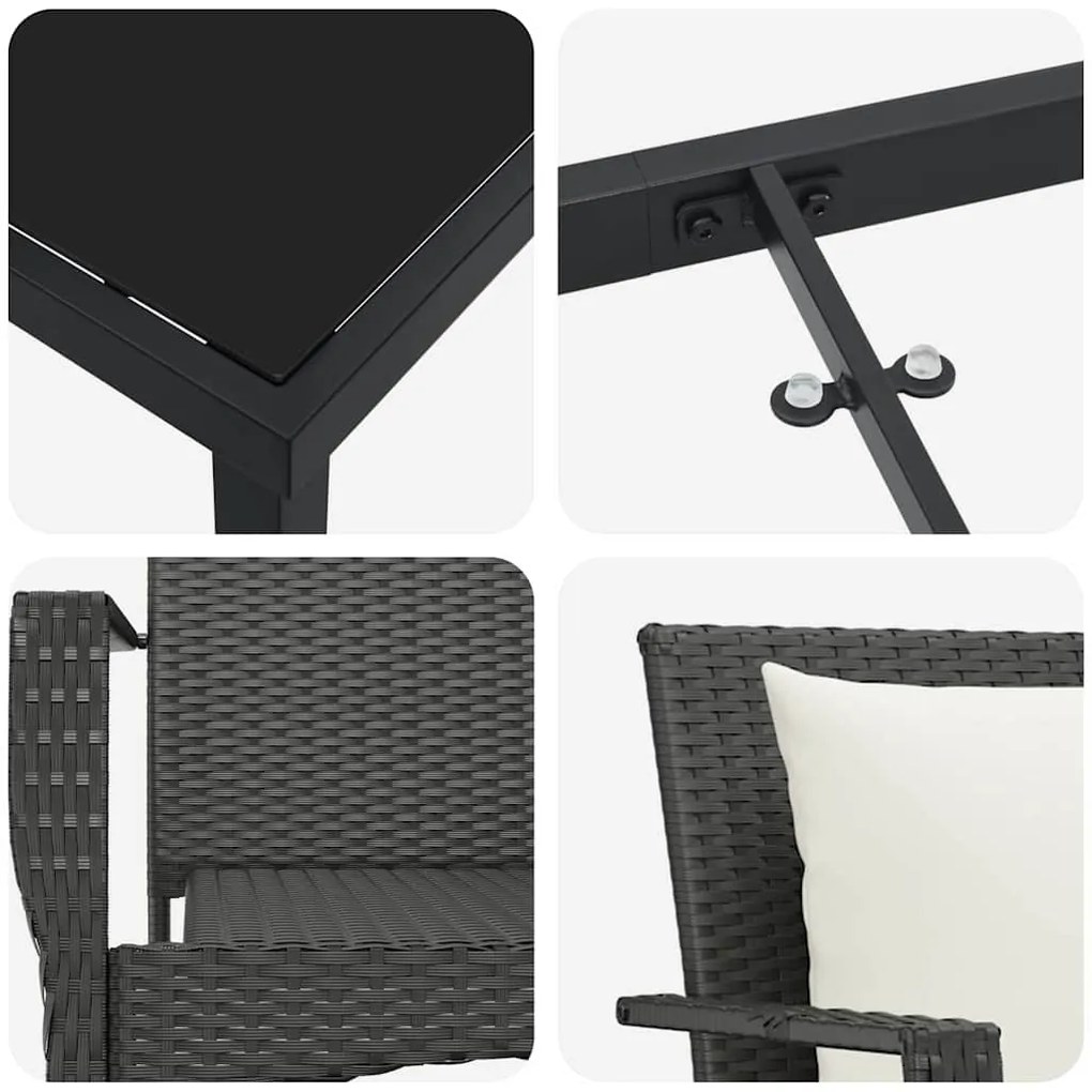 Conjunto de Jantar Jardim 5 pcs Preto 140 x 70 x 73 cm Ratan PE