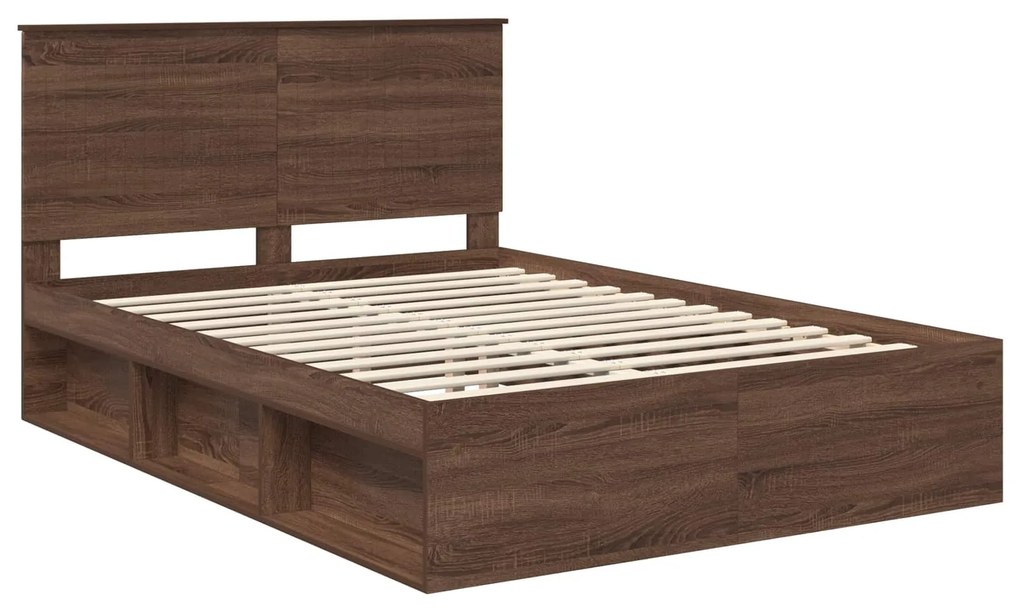 vidaXL Estrutura da Cama com cabeceira Carvalho Marrom 140 x 200 cm