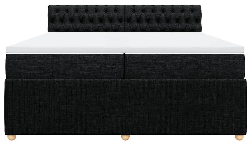 Cama com molas/colchão 200x200 cm tecido preto