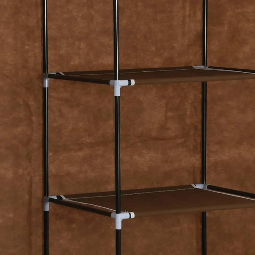 Roupeiro compartimentos e varões 150x45x175cm tecido castanho