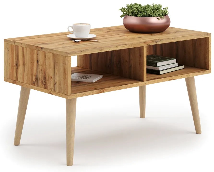 Mesa de centro Sandi em carvalho artesanal