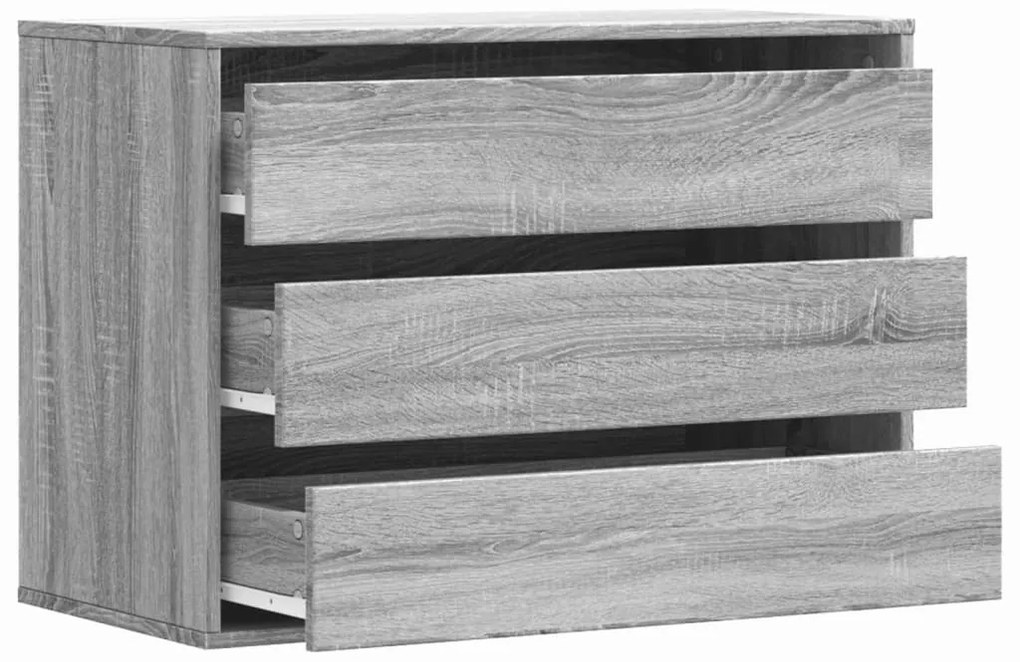 Cómoda com 3 Gavetas - 80x41x58 cm - derivados de madeira - cinzento s