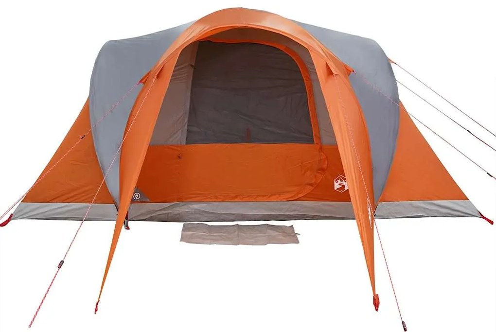 Tenda familiar cúpula para 6 pessoas impermeável cinza/laranja