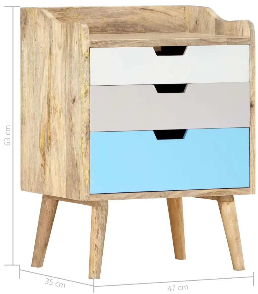 Mesa de cabeceira 47x35x63 cm madeira de mangueira maciça
