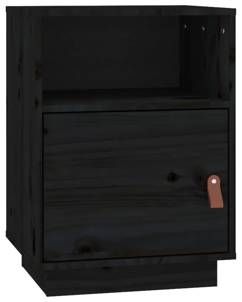 Mesas de cabeceira 2 pcs 40x34x55 cm pinho maciço preto