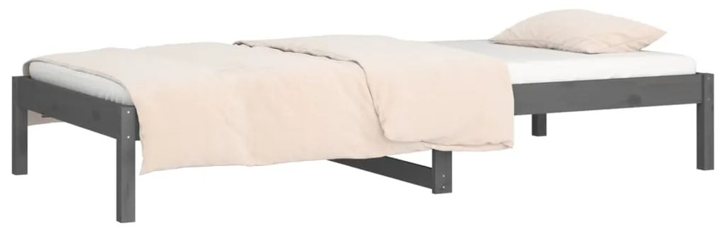 Sofá-cama de solteiro 90x190 cm madeira de pinho maciça cinza
