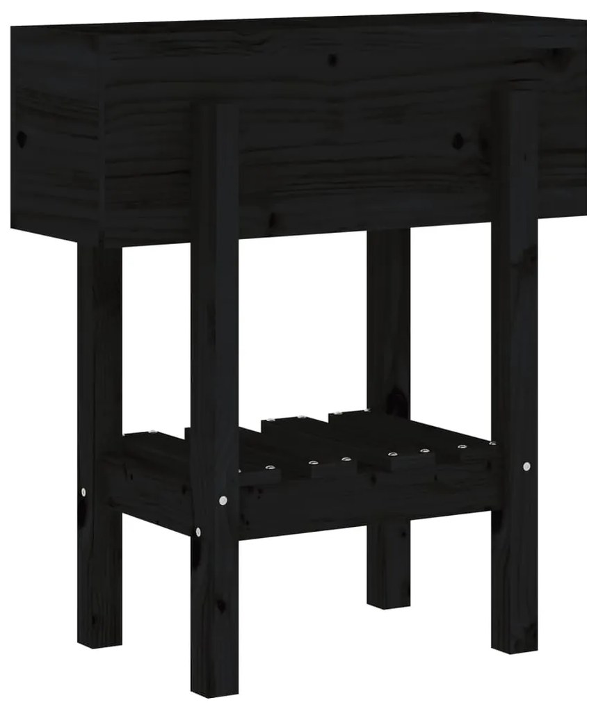Vaso/floreira de jardim 62x30x69 cm pinho maciço preto