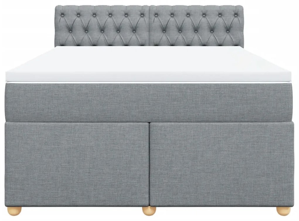 Cama com molas/colchão 160x200 cm tecido cinzento-claro