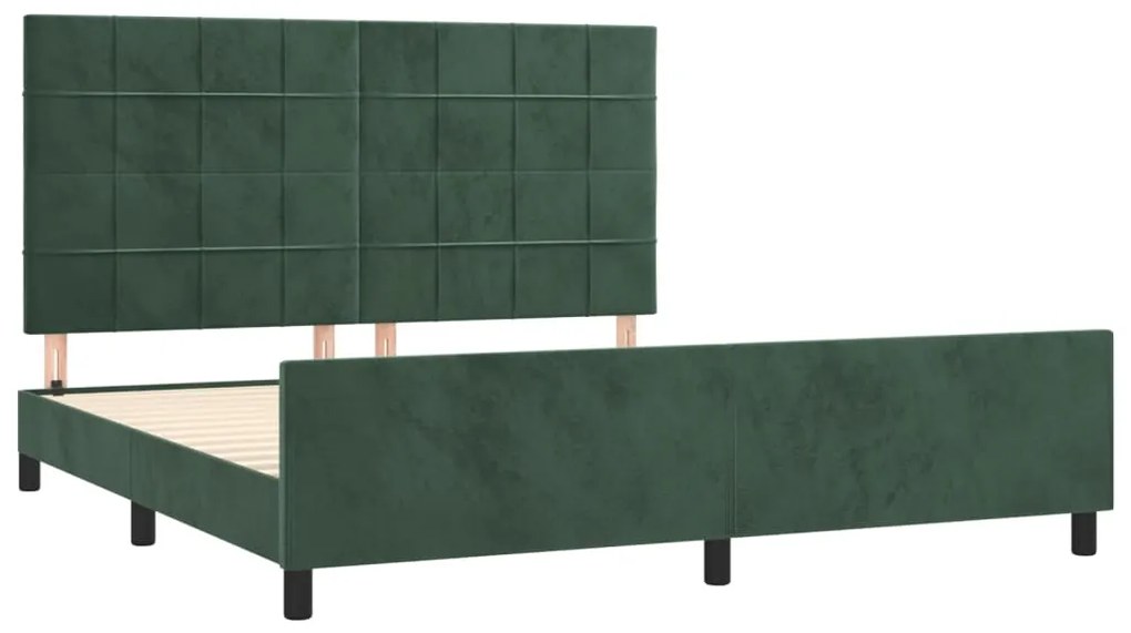 Estrutura de cama sem colchão 160x200 cm veludo verde-escuro
