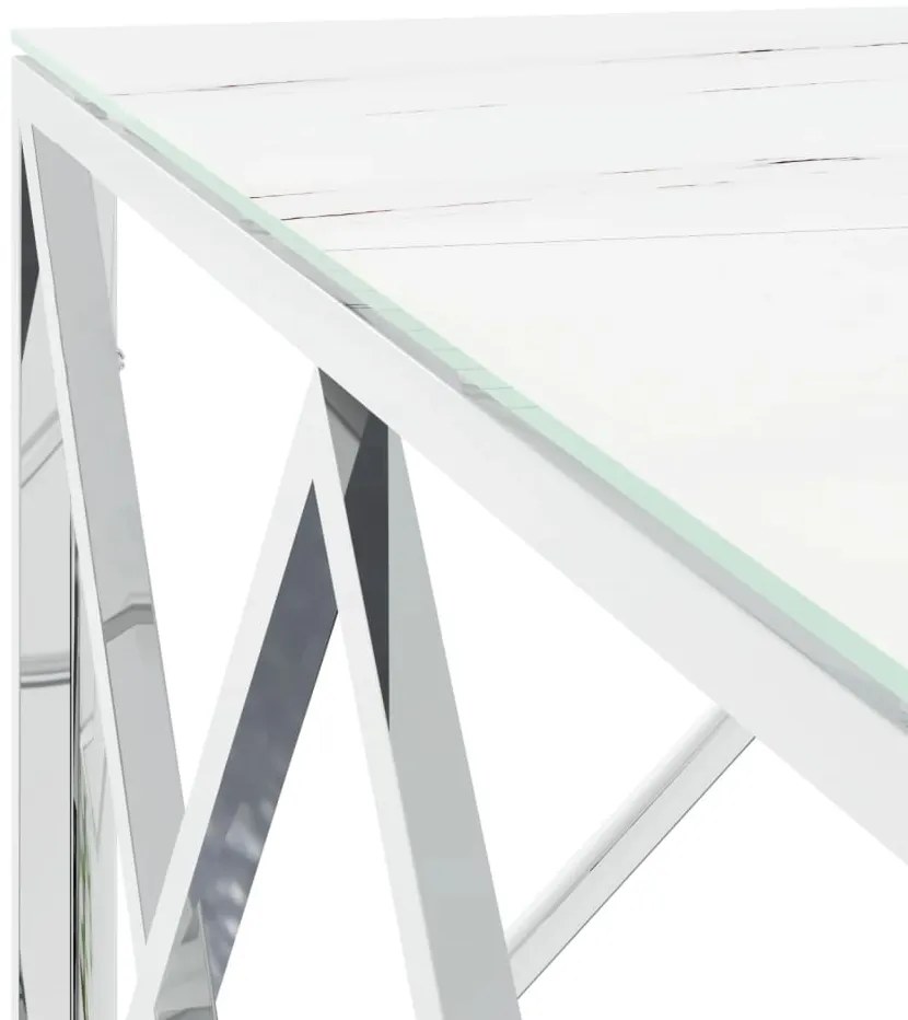 Mesa de centro 80x80x40 cm aço inoxidável e vidro prateado