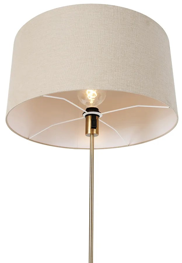 Candeeiro de pé ajustável bronze com abajur castanho claro 50 cm - Parte Design