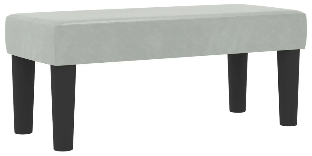Cama Box Spring com Colchão &amp; Banco Cinza Claro 90x190 cm Veludo