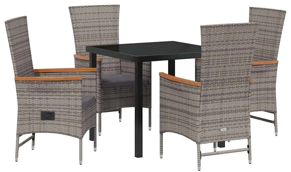 Cadeiras Externas 5 pcs Cinzento 80 x 80 x 73 cm Ratan PE