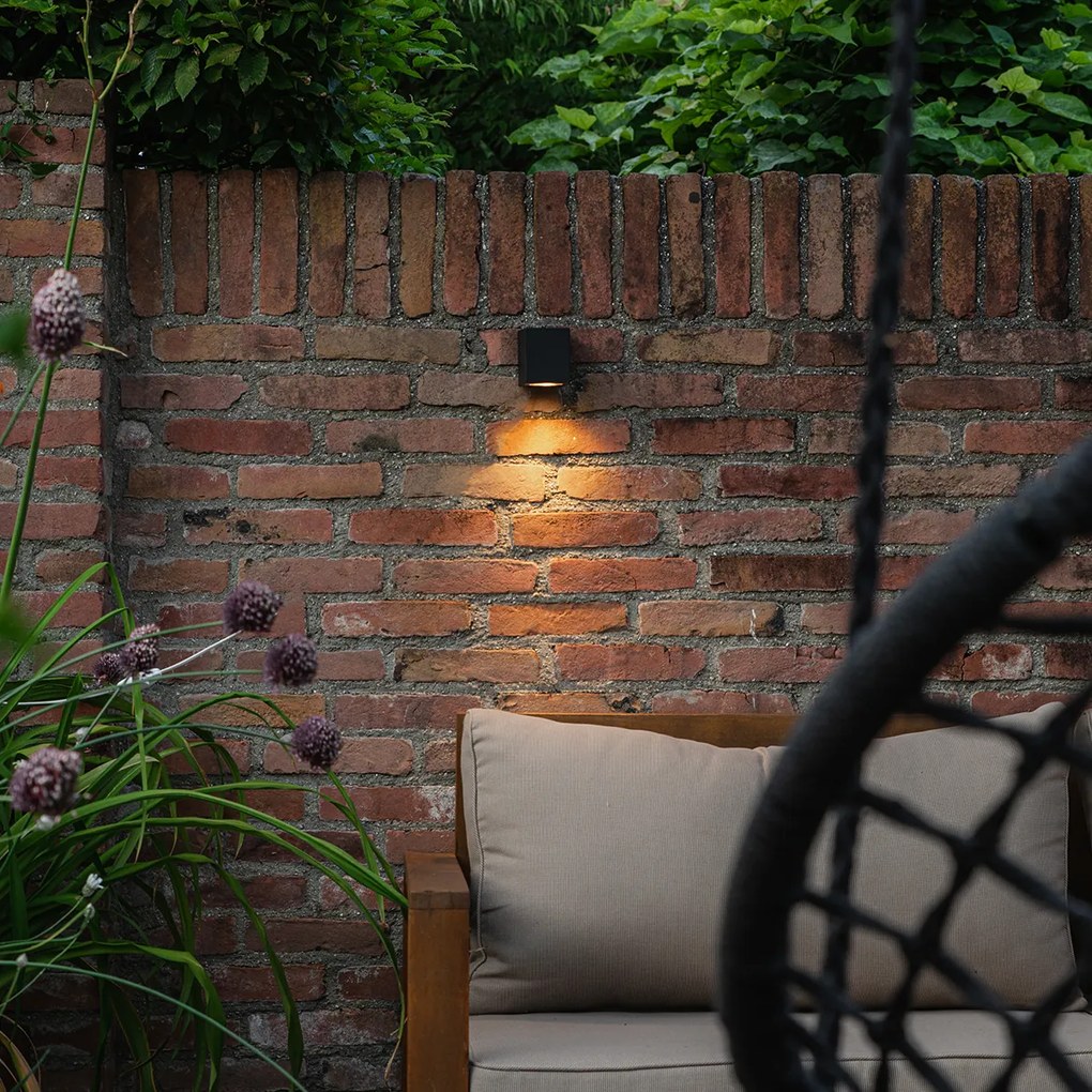 Aplique de parede inteligente para exterior preto IP65 incl. Wifi GU10 50mm - Baleno