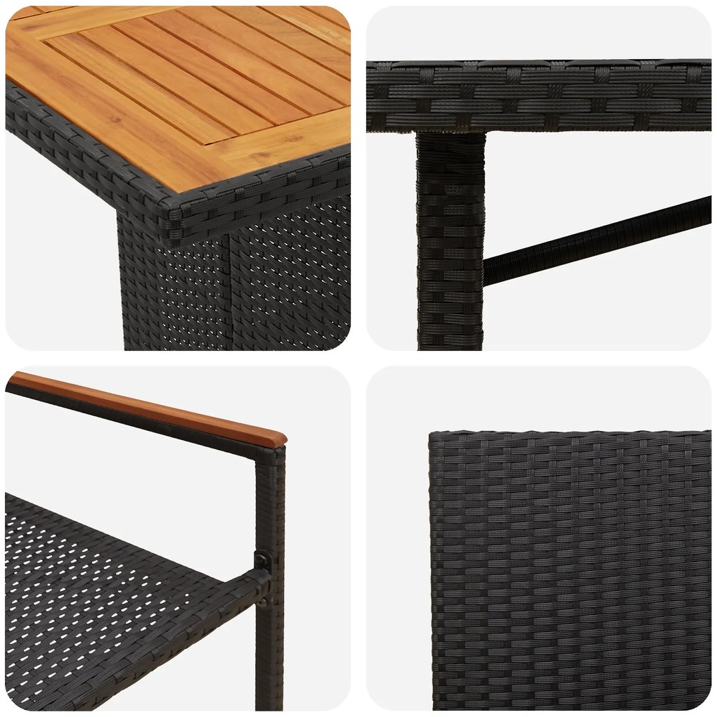 Conjunto de Jantar de Jardim vidaXL 9 Peças Preto Poliratan