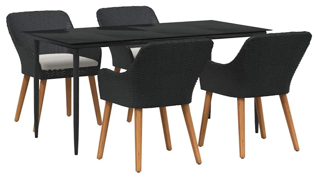 Conjunto de Jantar de Jardim com 5 Peças em Rattan Preto