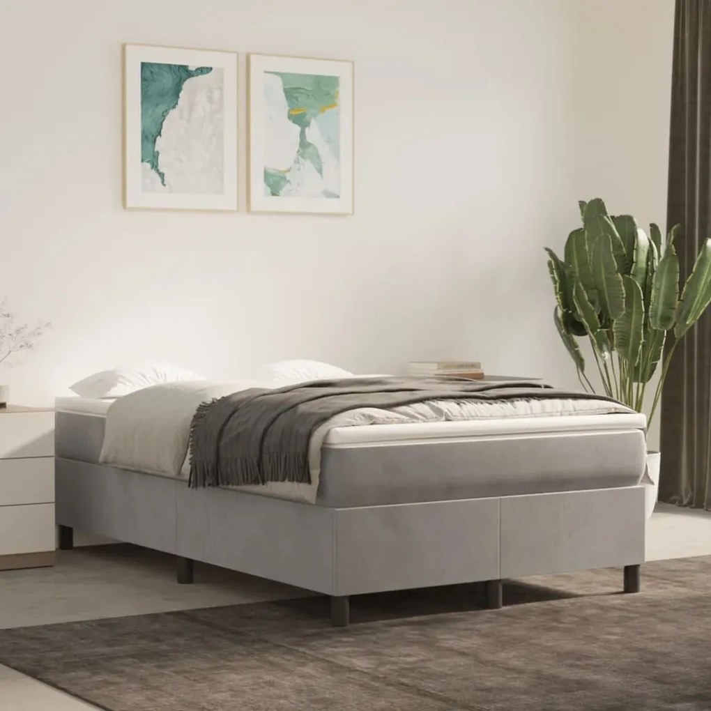 vidaXL Estrutura de cama sem colchão 120x200 cm veludo cinzento-claro