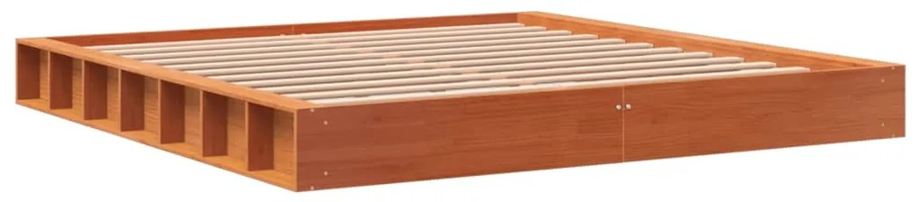 Cama sem colchão 200x200 cm pinho maciço castanho-mel