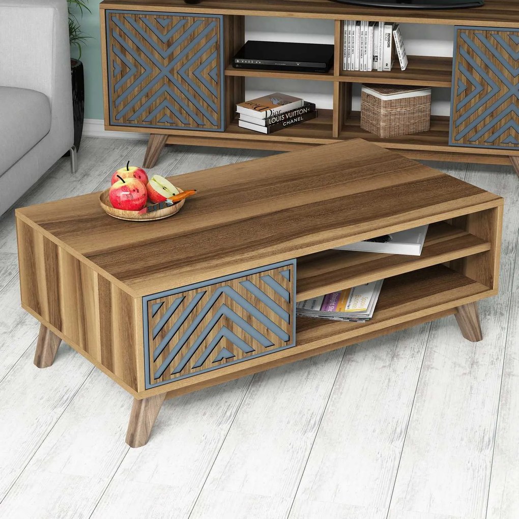 Mesa de Centro Inci – Azul Nogueira – 105 x 38,2 x 60 cm