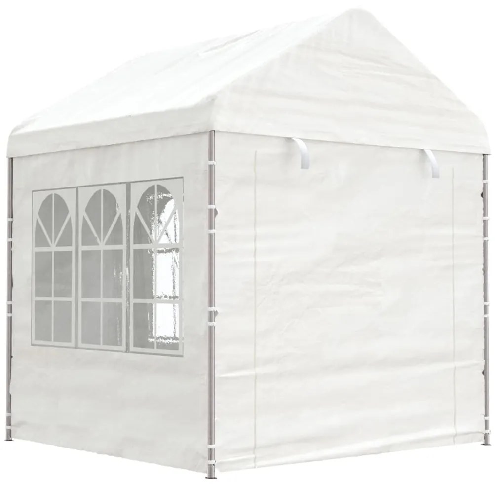 VidaXL Gazebo com telhado 2,28x2,23x2,69 m polietileno branco