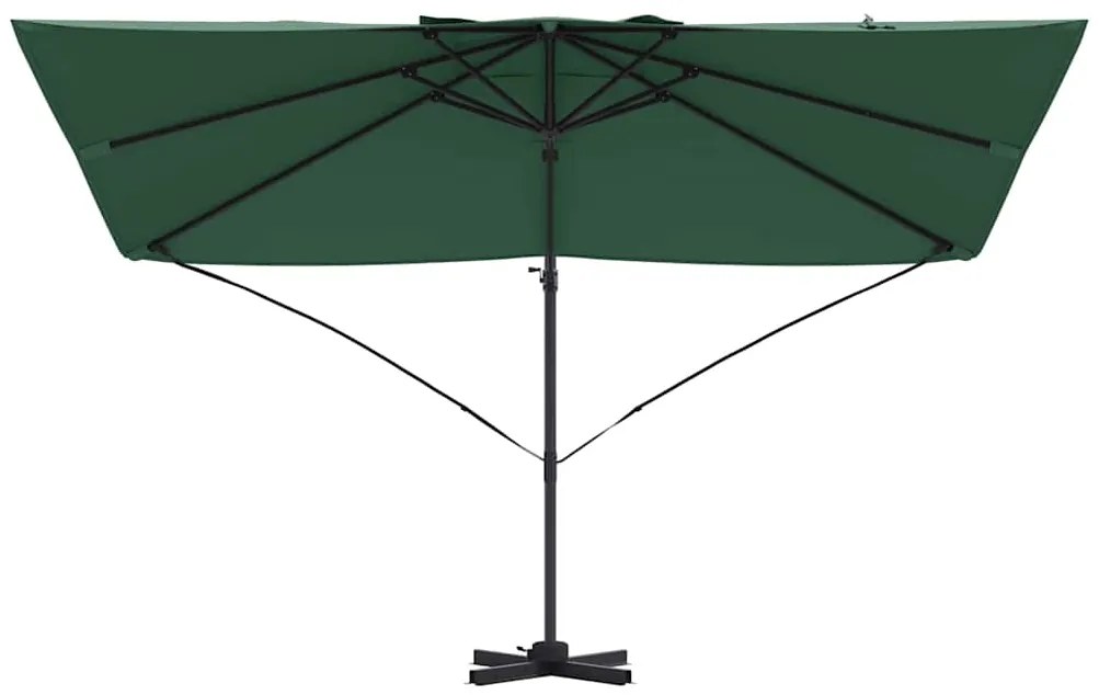 Guarda-Sol Cantilever Roma Verde 352x251x260 cm em Alumínio