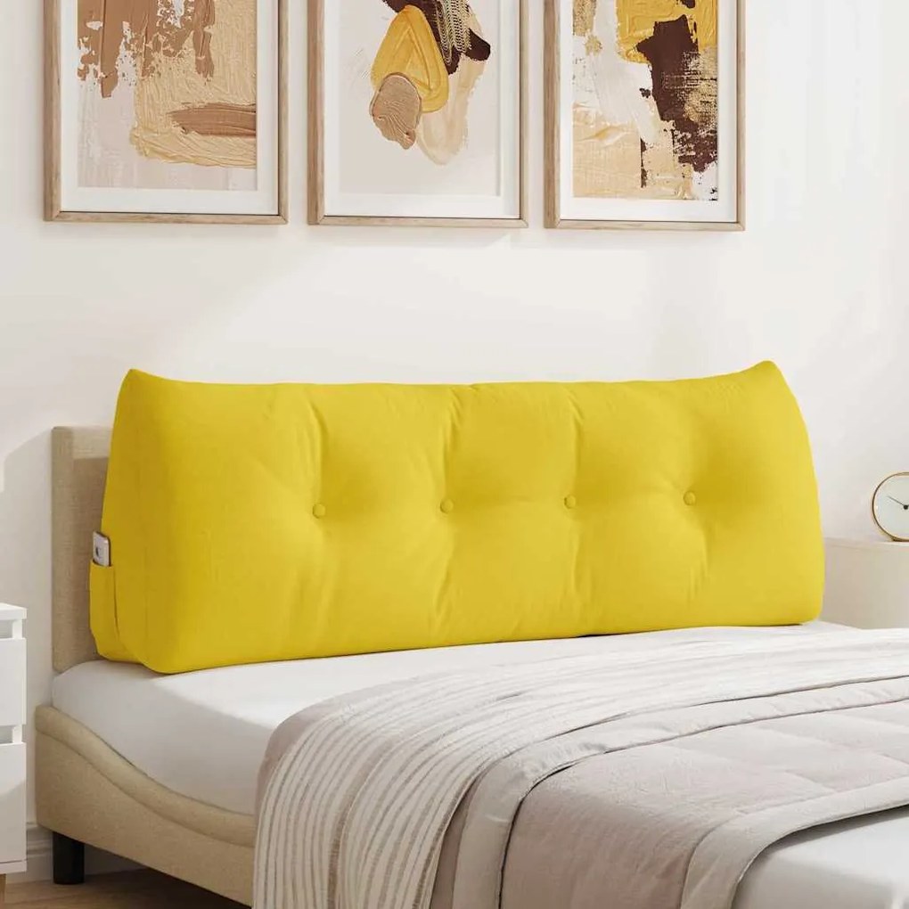 vidaXL Travesseiro para Costas Amarelo Claro 140 x 24 x 50 cm tecido