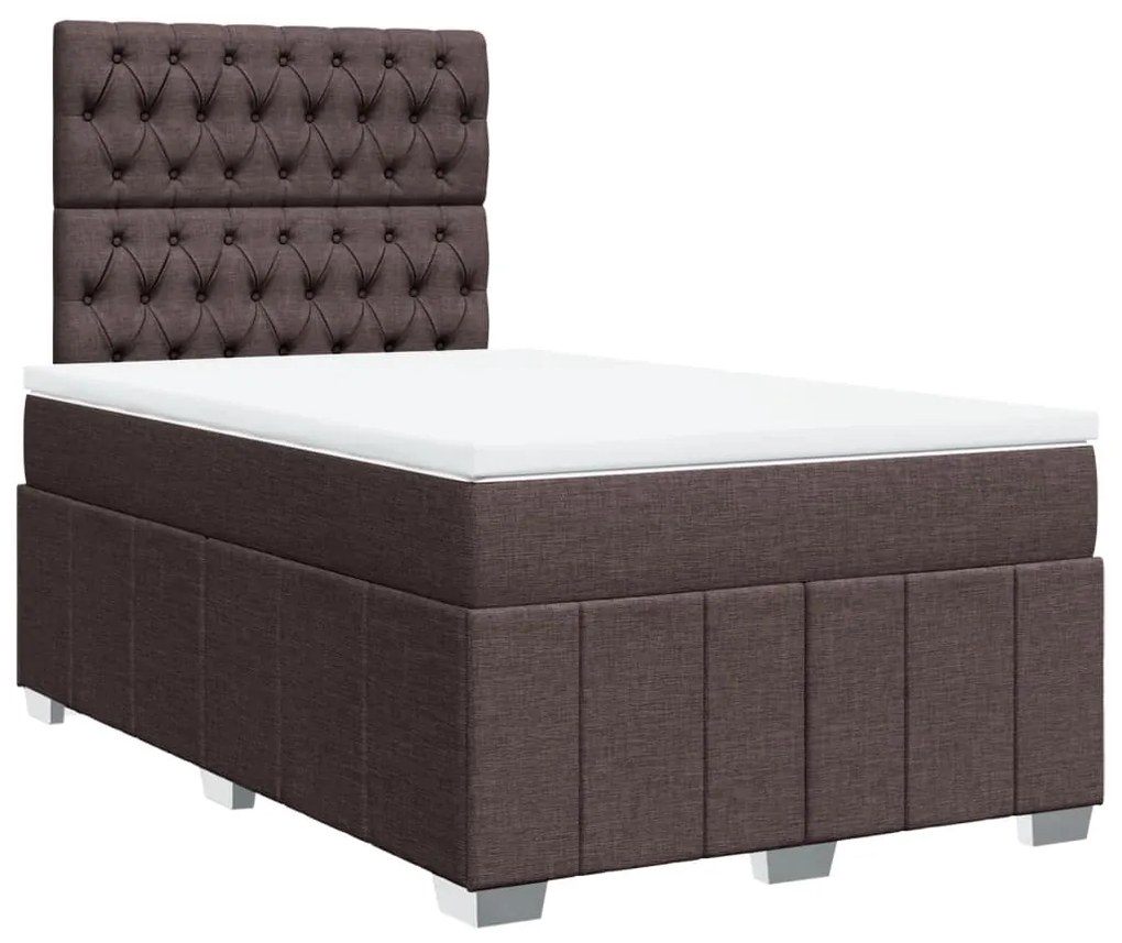 Cama boxspring com colchão 120x190 cm tecido castanho-escuro