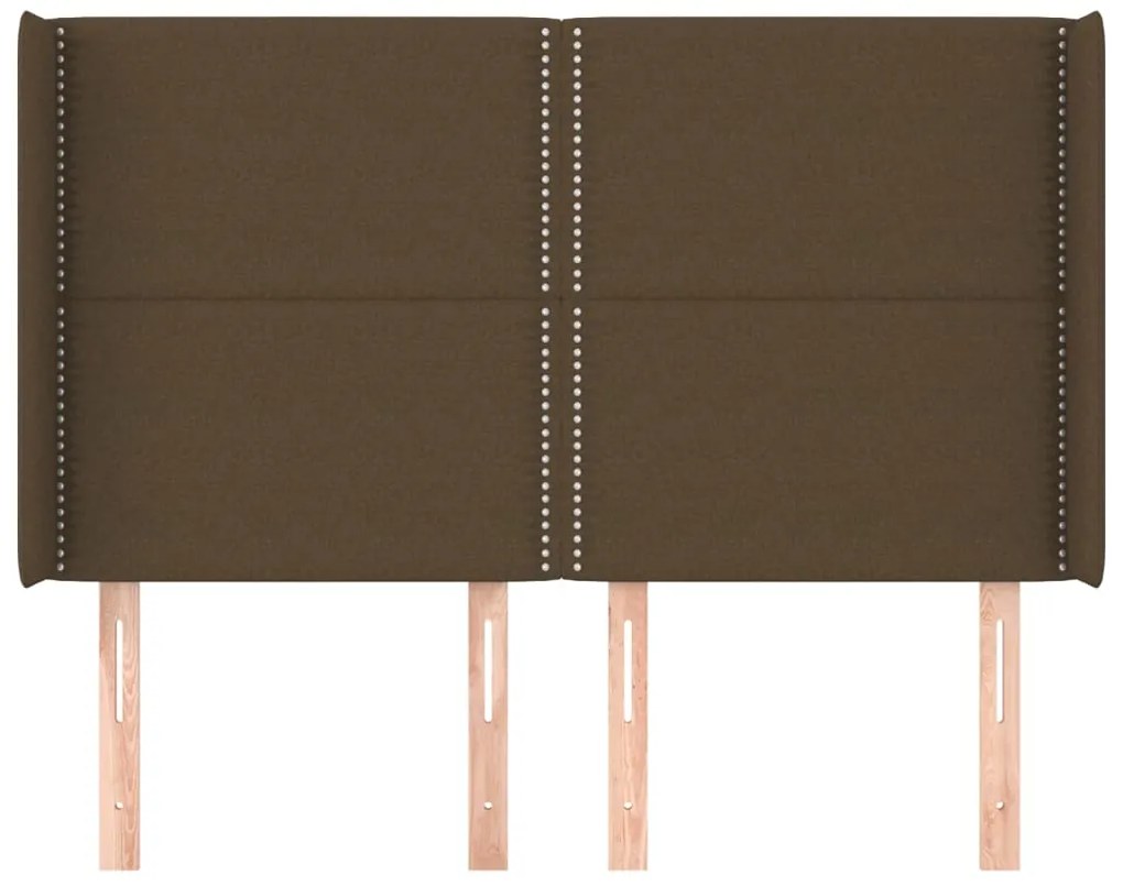 Cabeceira cama c/ abas tecido 147x16x118/128 cm castanho-escuro