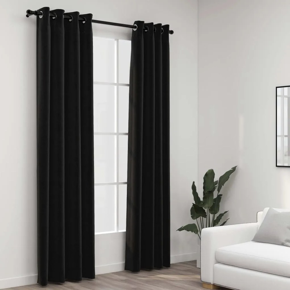 321162 vidaXL Cortinas opacas aspeto linho 2 pcs 140x245 cm antracite