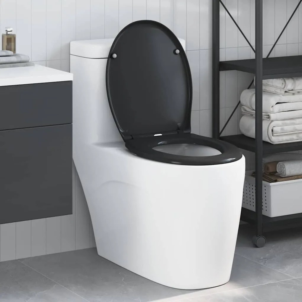 vidaXL Assento de Toilette de Liberação Rápida Preto