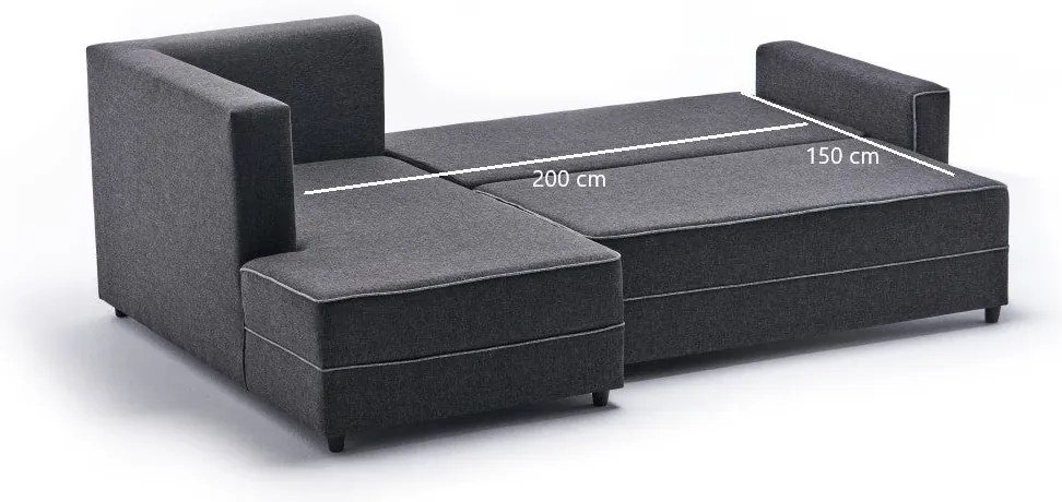 Sofá-Cama de Canto Ece – Antracite – 242 cm x 88 cm x 90 cm