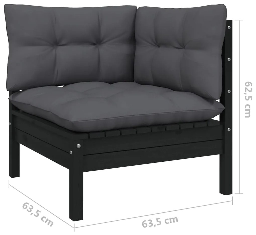 5 pcs conjunto lounge de jardim c/ almofadões pinho maciço