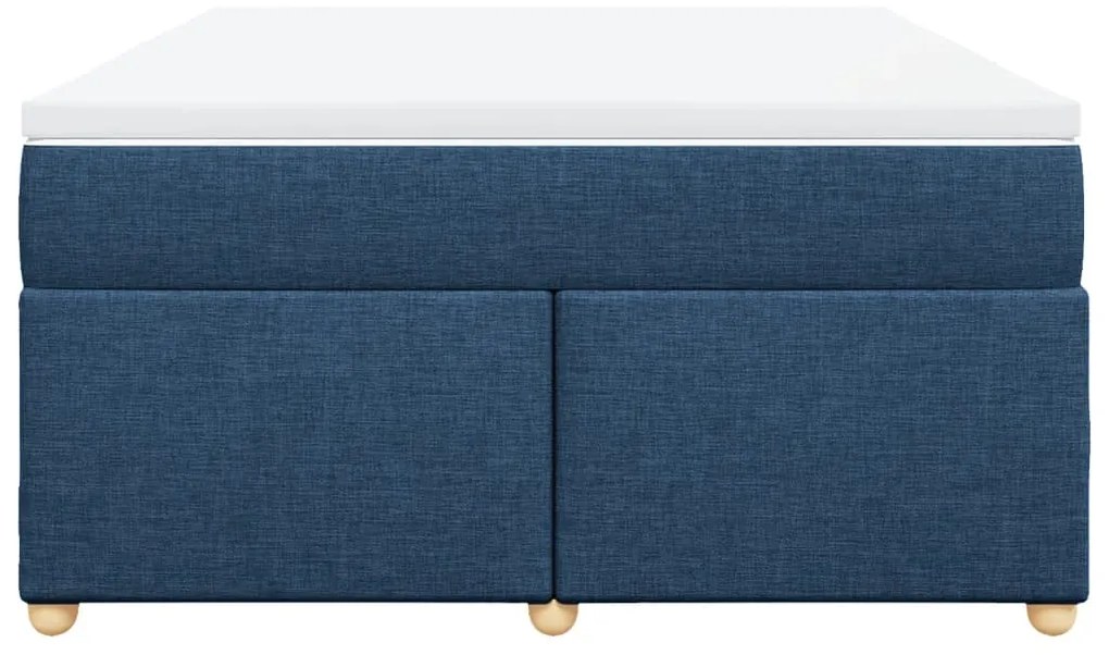 Cama com molas/colchão 160x200 cm tecido azul