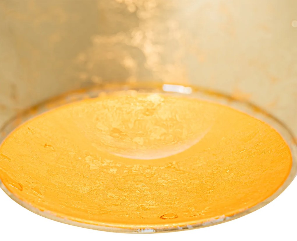 Candeeiro de parede design preto com vidro dourado - Bert