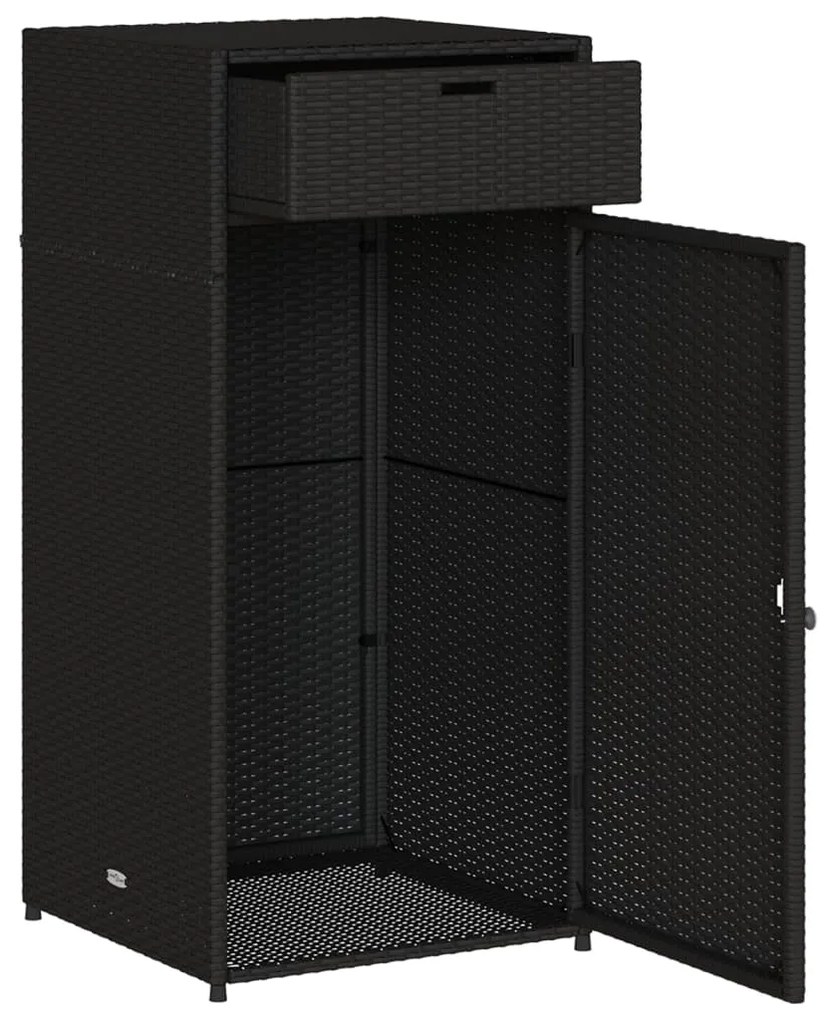 Armário de arrumação para jardim 55x55x111 cm vime PE preto