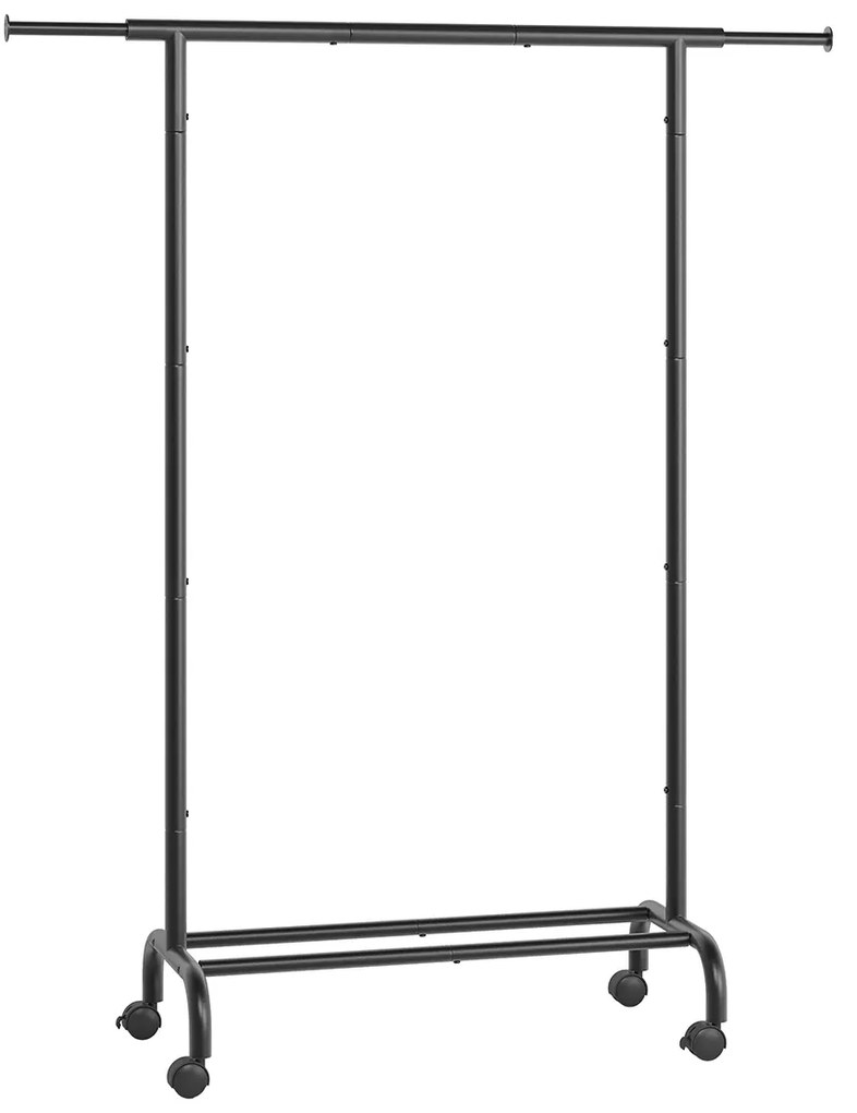 Guarda Roupa Aberto com rodas e uma barra extensível 40 x (83-120) x 156 cm preto