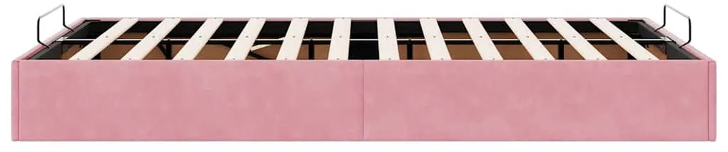 Ottoman Bed Frame No Colchão Rosa 120x190 cm Veludo