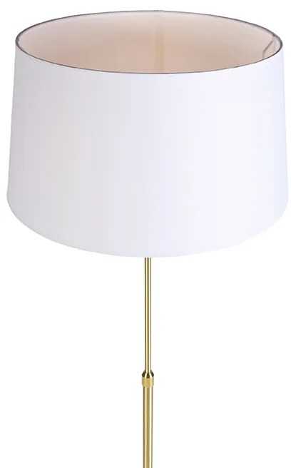 LED Candeeiro de pé inteligente dourado com abajur de linho branco 45 cm incl. Wifi A60 - Parte Moderno,Design