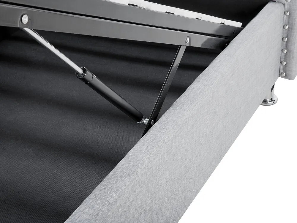 Cama de solteiro com arrumação em veludo cinzento claro 90 x 200 cm METZ Beliani
