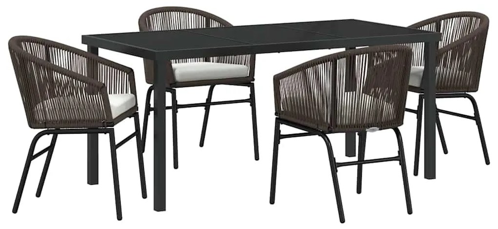 Conjunto de Jantar de Jardim com 5 Peças e Almofadas em Rattan de Poli