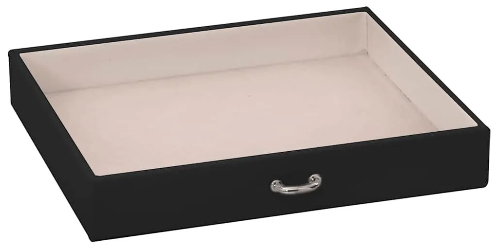 Caixa para jóias de 4 camadas com espelho com fechadura Preto