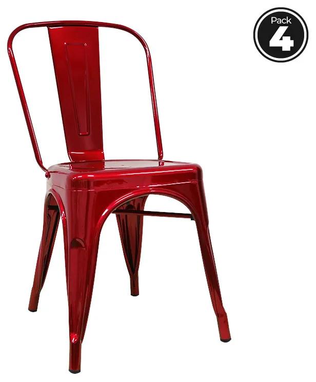 Pack 4 Cadeiras Torix Metalizadas - Vermelho metalizado