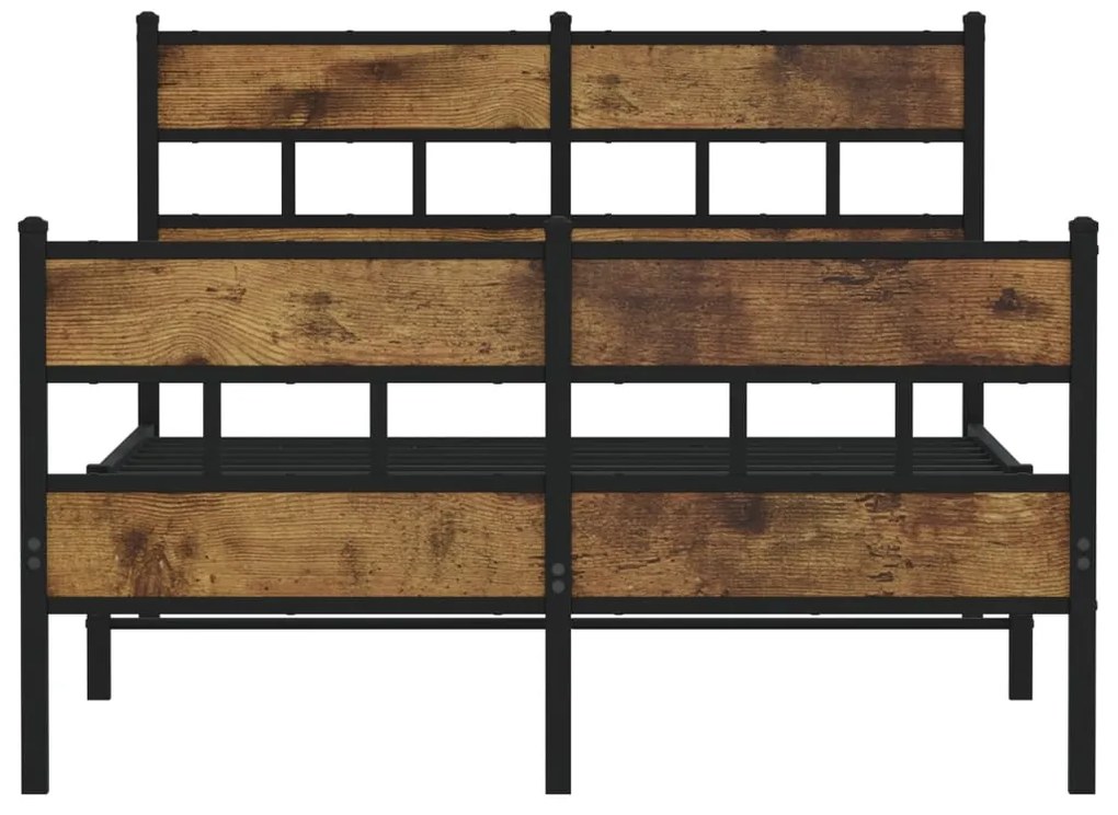 Estrutura de cama sem colchão 120x200 cm metal carvalho fumado