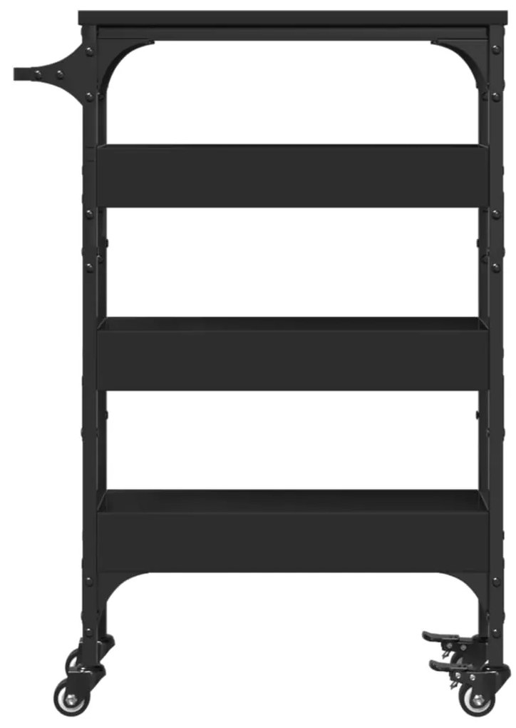 Carrinho de cozinha 53x20x76 cm derivados de madeira preto