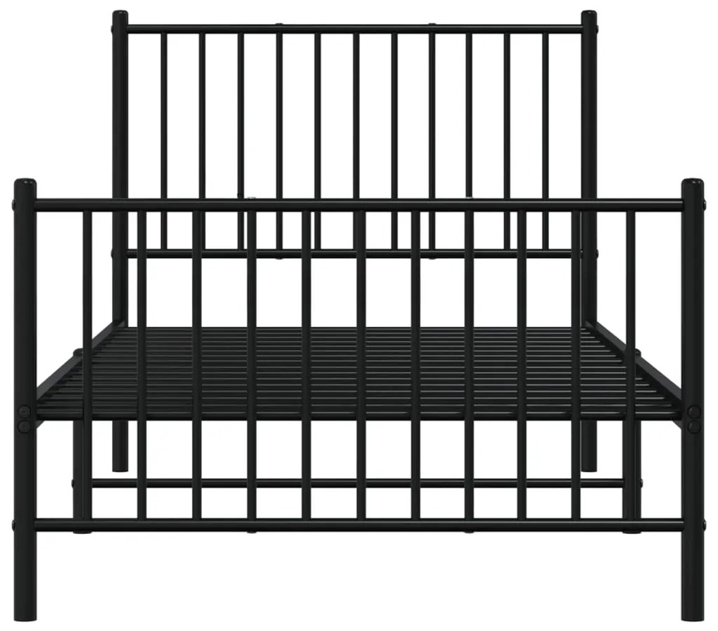 Estrutura de cama com cabeceira e pés 90x190 cm metal preto