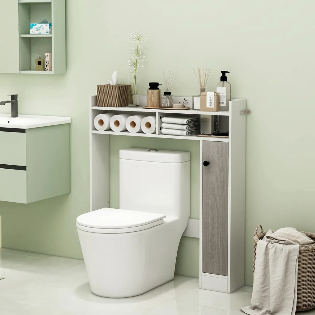 Armario de casa de banho com prateleiras ajustáveis e porta 88 cm x 18 cm x 100 cm Branco