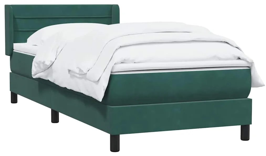Cama com molas/colchão verde-escuro 80x220 cm veludo